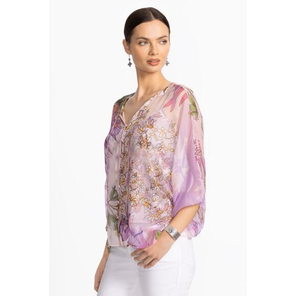 NEW JOHNNY WAS harlyn Women's  button front blouse top plus 3x dallia purple - Picture 1 of 5
